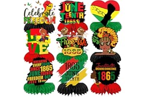 DREASMT Happy Juneteenth Table Centerpiece Party Decorations, June 19th Freedom Day Honeycomb Centerpieces for Independence 1865 Theme Table Toppers for Juneteenth Party Decorations