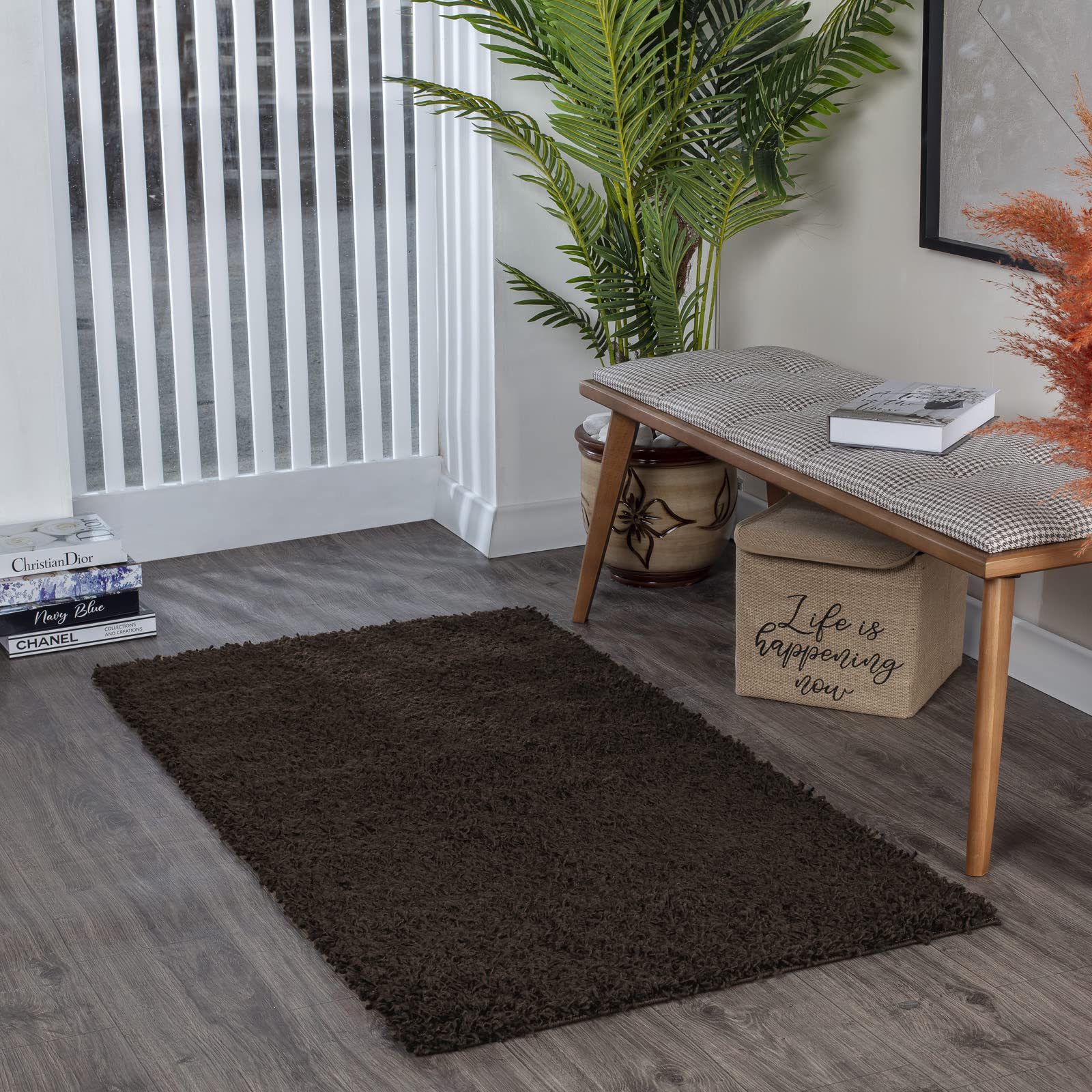 Livabliss Home Shaggy Rug - Modern Runner Rugs Living Room, Hallway 80x150 cm, Soft Shaggy Rugs for Bedroom - Neutral Boho Fluffy Rug, Easy Care Plush Thick Pile - Brown