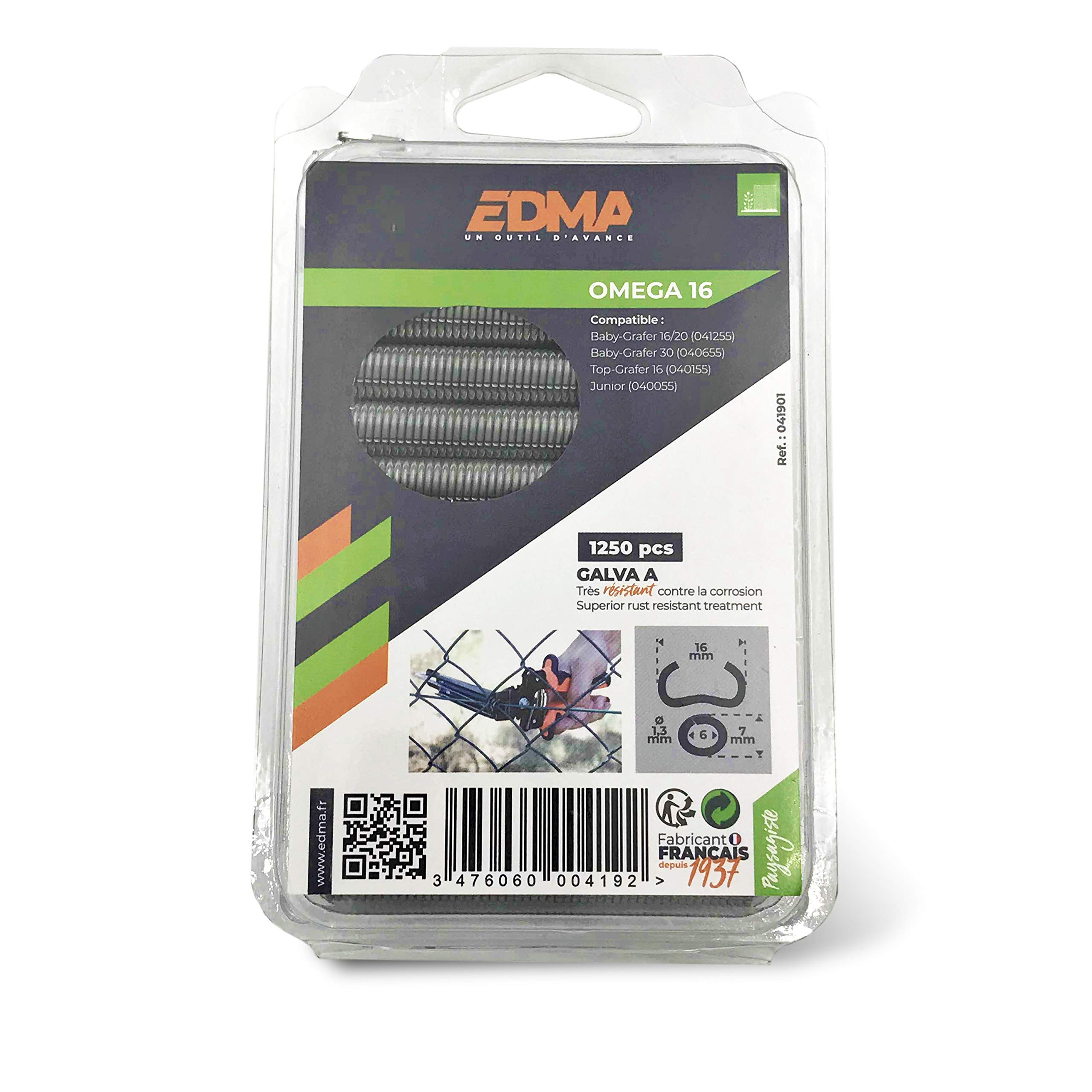 Edma Galvanised Steel Hog Ring Omega 16 (1250) EDM0419