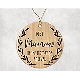 QPTADesignGift Best Mamaw Ornament - Best Mamaw Christmas Ornament -Best Mamaw in The History of Forever Ornament - Family Ornament - Gift for Mamaw - Mamaw Ornament Printed on Both Sides, White