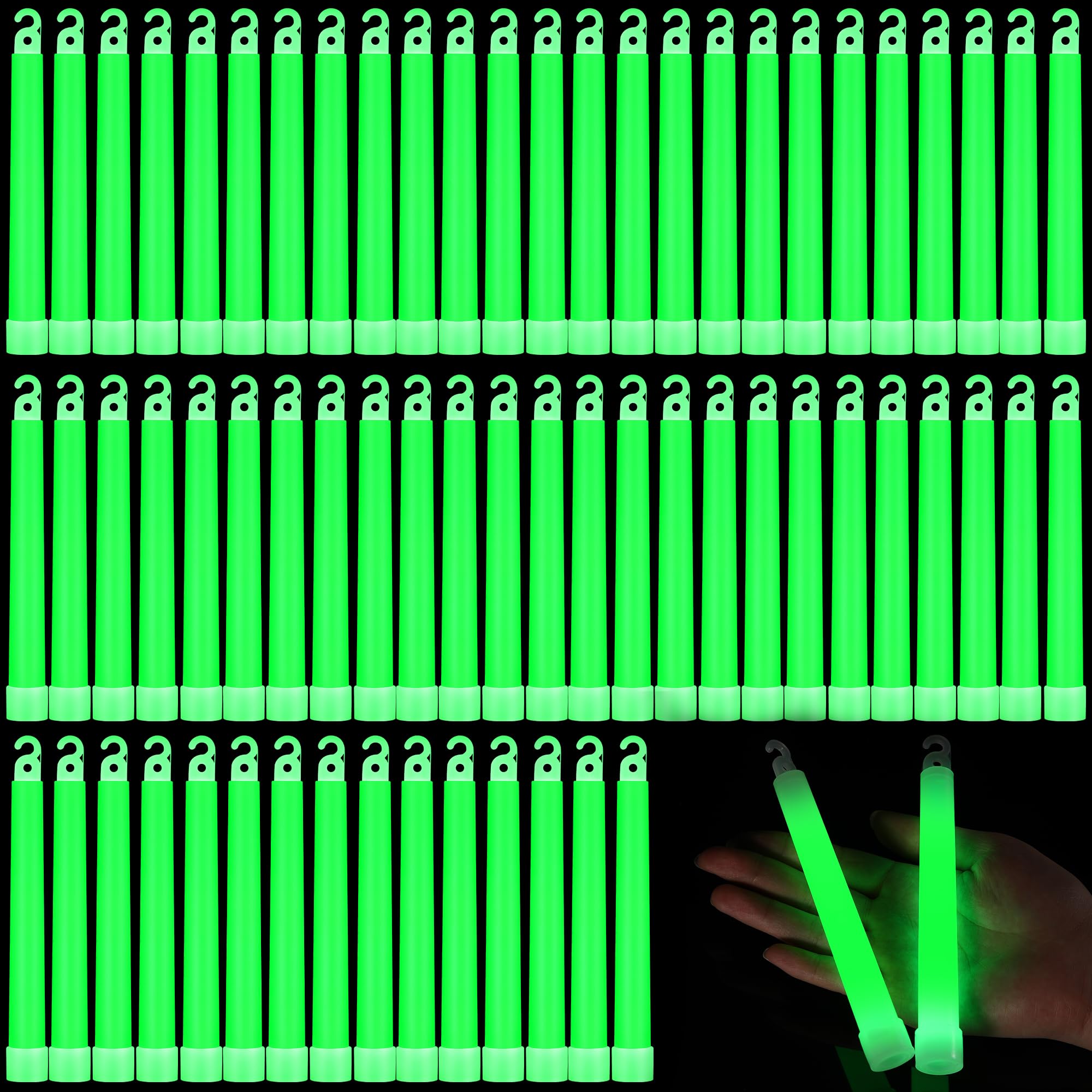 Photo 1 of Sotiff 144 Pcs Bright 6 Inch Large Glow Sticks Bulk Emergency Glow in The Dark Sticks with 12 Hour Duration for Camping Hiking Outdoor Parties Activities Survival Storms Blackouts (Green)