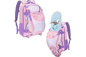 GOBUROS Skateboard Backpack with Adjustable Board Straps and Detachable Helmet Holder, Small Skateboard Bag with Multiple Sto