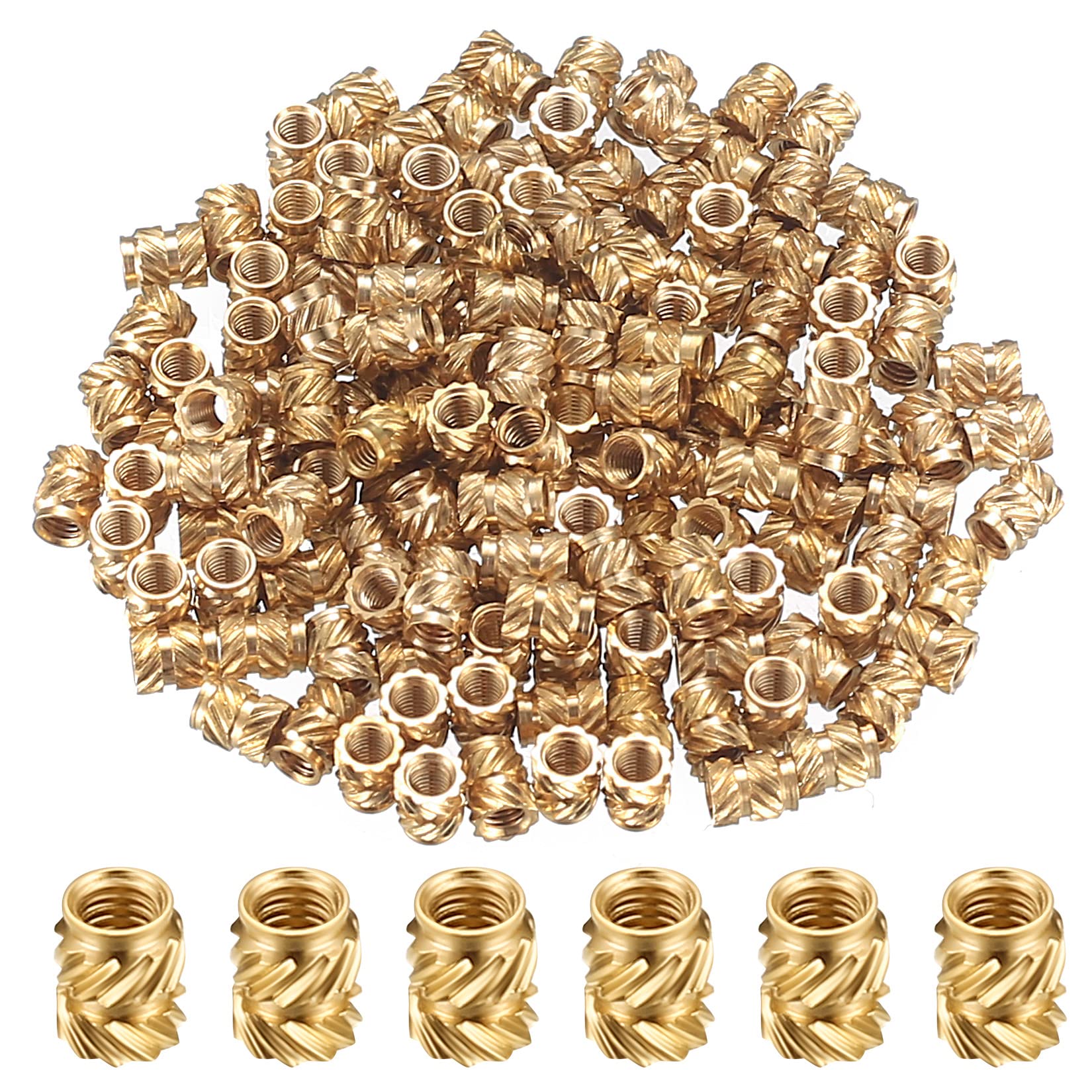 Bnnrjia 150 Pcs M3 3D Printing Brass Knurled Nuts, Threaded Insert Female Internal Press-in Thread Heat Embedment Nuts for Parts Plastic Shell