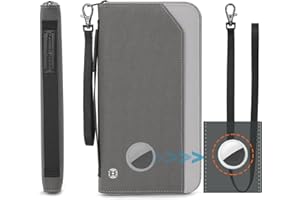 P TRAVEL · DESIGN RFID Large Travel Passport Wallet with Airtag & Card Holder - Women Men, Lightweight Passport Cover Case Travel Document Organizer with Zipper Pocket, Gray