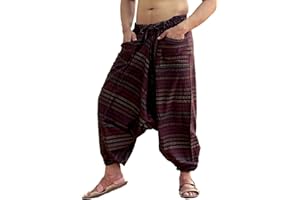 SARJANA HANDICRAFTS Men's Cotton Harem Genie Dance Yoga Alibaba Hippie Pants