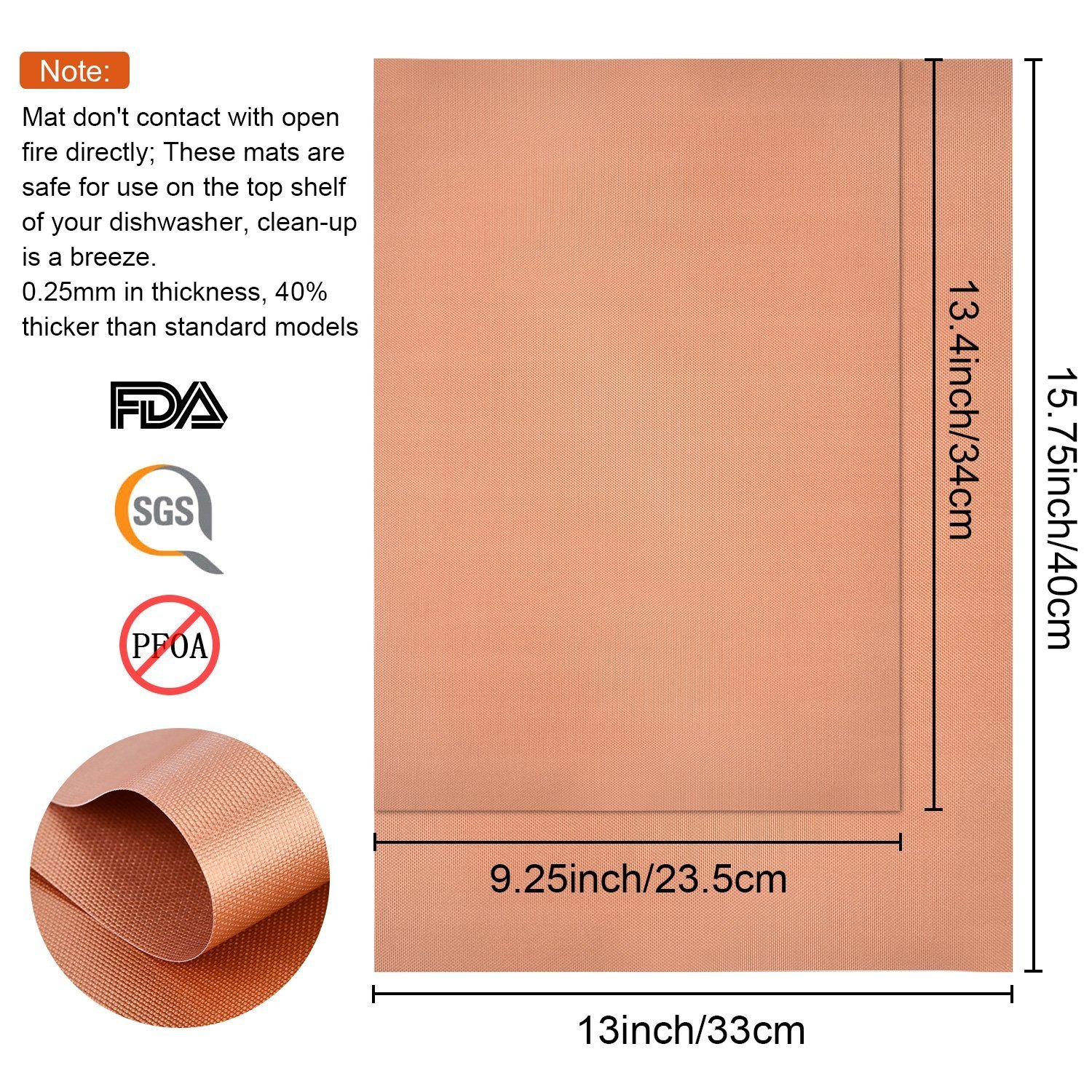 XUTONG Copper Grill and Bake Mat Nonstick BBQ Grill and Baking Mats