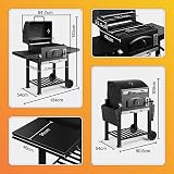 VonHaus Charcoal BBQ XL Portable Grill Smoker with Wheels & Shelves view 9