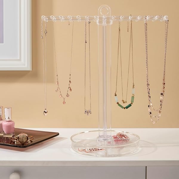 STORI HANGING JEWELRY ORGANIZER WITH DIVIDED TRAY, PREMIUM QUALITY JEWELRY STAND, MADE IN USA
