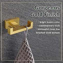 APLusee Double Robe Towel Hook Brushed Gold, 304