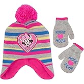 Disney Girls Toddler Winter Hat and Mittens Set Ages 2-4 Or Minnie Mouse Hat and Kids Gloves Set for Ages 4-7