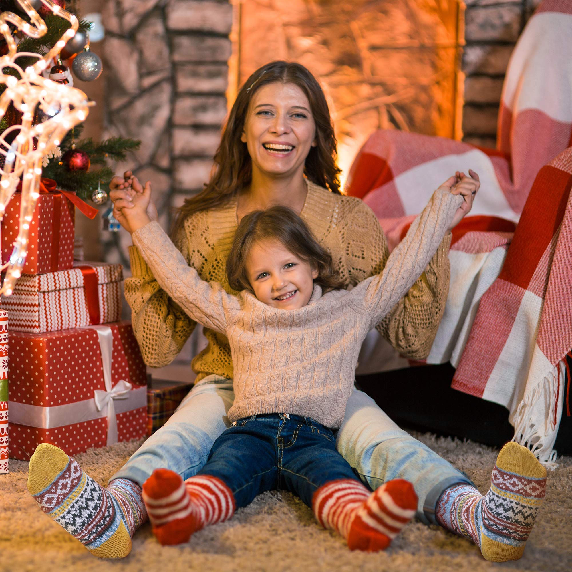 ICEIVY Socks Women, Soft Knit Wool Winter Thick Warm Cabin Fuzzy Crew Women Socks 5 Pack