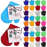 GGFIRR 36 Pairs Toddle Winter Mittens Bulk with Christmas Gift Cards & Rope, Kids Warm Knitted Gloves for Boys Girls Classroom Gifts, Donations and Holiday Party Favors