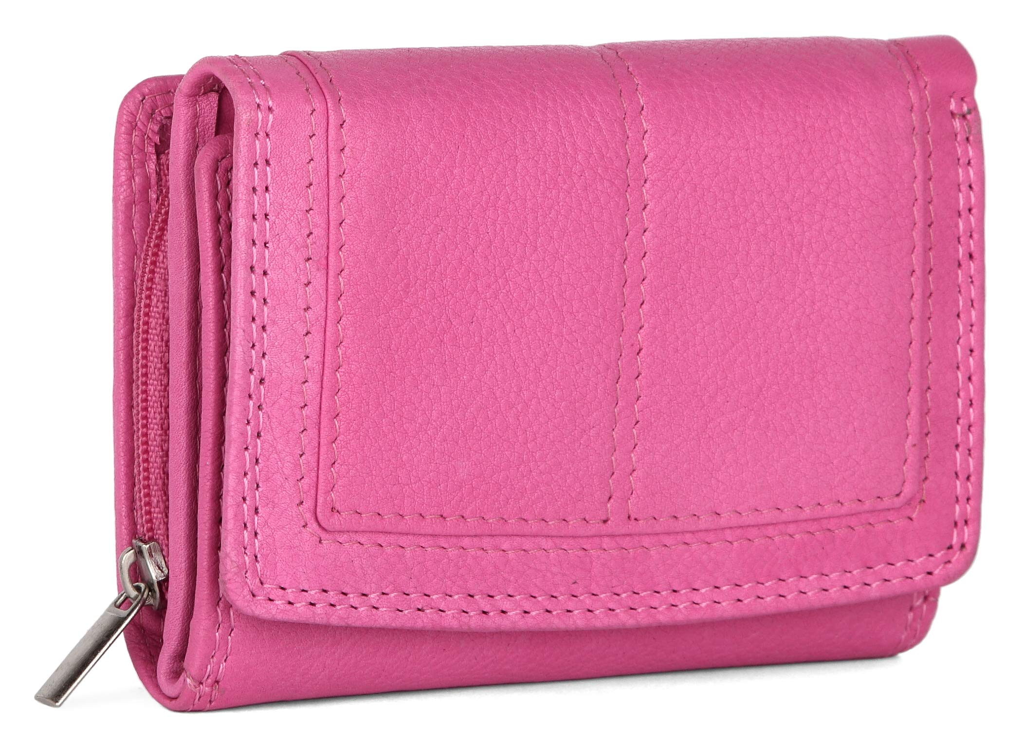 J. Wilson London Ladies Designer RFID Safe Protection Luxury Quality Soft Nappa Leather Purse Multi Credit Card Women Clutch Wallet with Zip Pocket (Pink)