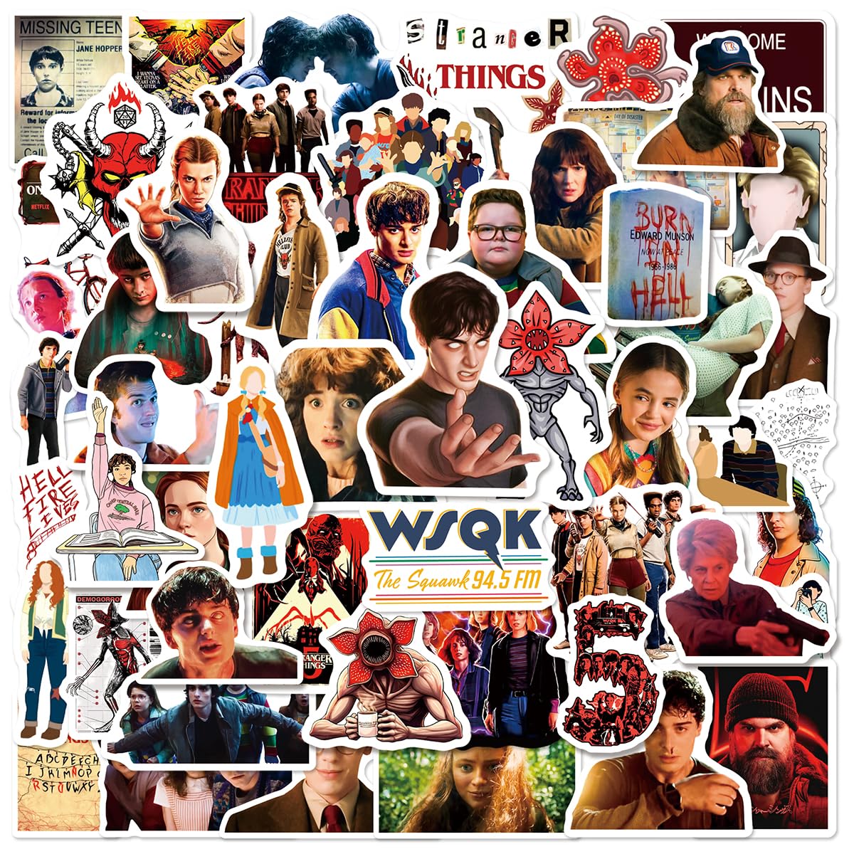 114 Pcs Stranger Stickers for Kids,Hot American TV Series Stickers for Water Bottle Laptop Phone Scrapbooking Journaling for Adults Teens for Party Supply Favor Decor