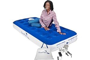 EnerPlex Never-Leak Camping Series Twin/Queen Camping Airbed with High Speed Pump Air Mattress Single High Inflatable Blow Up Bed for Home Camping Travel