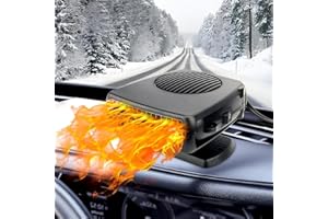 LILITUAN Car Heater,200W 12V Windshield Defroster,Portable Heater for Car Plug in Cigarette Lighter,2-in-1 Fast Heating & Cooling Modes with 360° Rotating Base(Black)