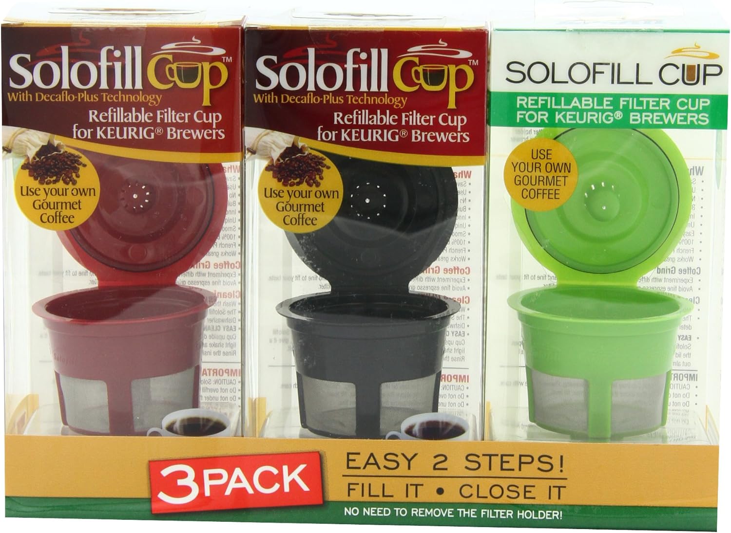 Solofill Cup, Refillable Cup for Keurig Single Serve Cups Brewers, Red