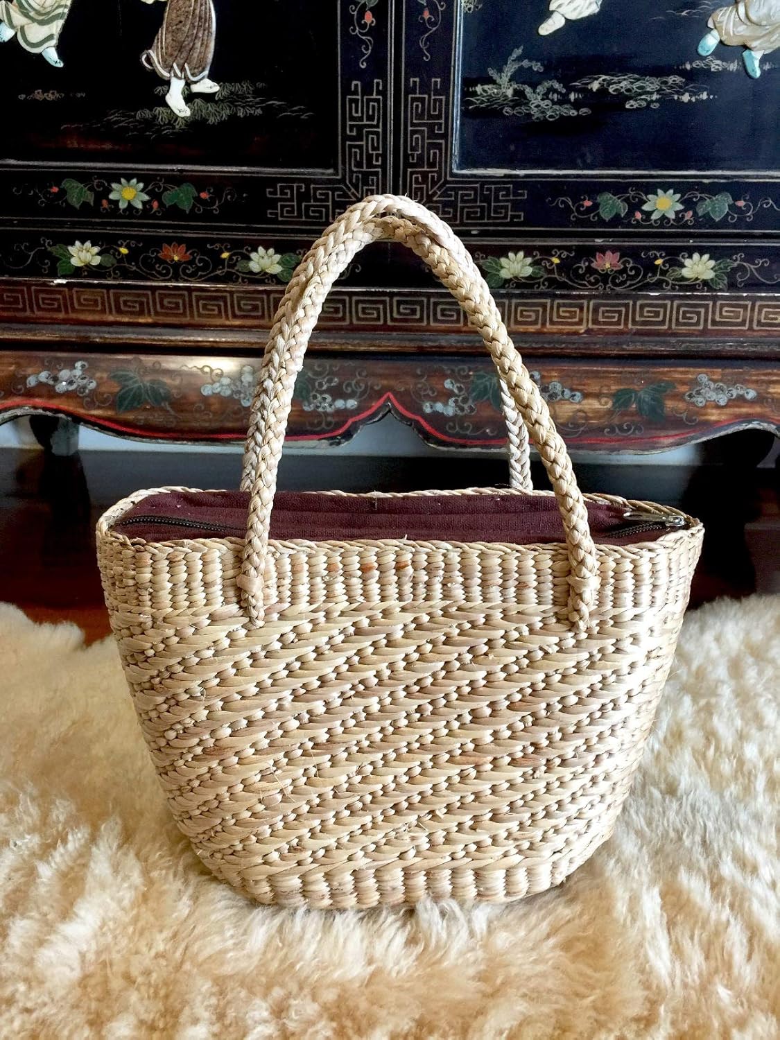 Handwoven Straw Bag Purse,Straw Basket Tote Bag,Summer