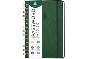 Clever Fox Password Book Spiral – Internet Address & Password Organizer with Laminated Alphabetical Tabs – Password Keeper Jo