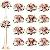 Hotop 12 Pcs Valentines Artificial Rose Flower Balls for Centerpieces, Silk Roses Kissing Balls Romantic Faux Floral Arrangements for Engagement Wedding Home Decor (Dusty Pink,Pink,White)