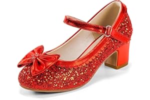 LAURMOSA Princess Shoes High Heel Toddler Girls Dress Shoes Cute Bowknot Sparkle Mary Jane Flower Girls Wedding Birthday Party Prom for Little Big Kids