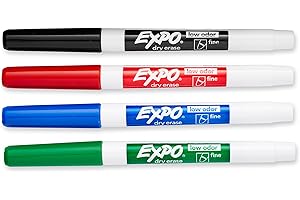 Expo 86074 Marqueurs effaçables à sec à pointe fine à faible odeur, 4 marqueurs colorés (1826091)
