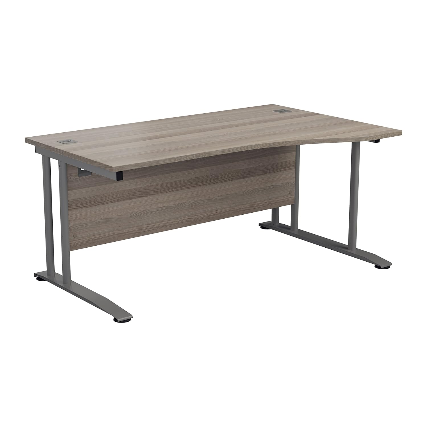Office Hippo Pro Heavy Duty Right Wave Office Desk, 160 cm Silver Frame/Grey Oak Top Amazon