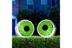 Joiedomi 2 Packs Halloween Inflatables Large Set of Eyes Decoration Blow Ups Green Eyes for Yard 3 Ft Inflatable Halloween Decor Outdoor with LEDs Party Supplies Blow up Decoration for Indoor, Outdoor