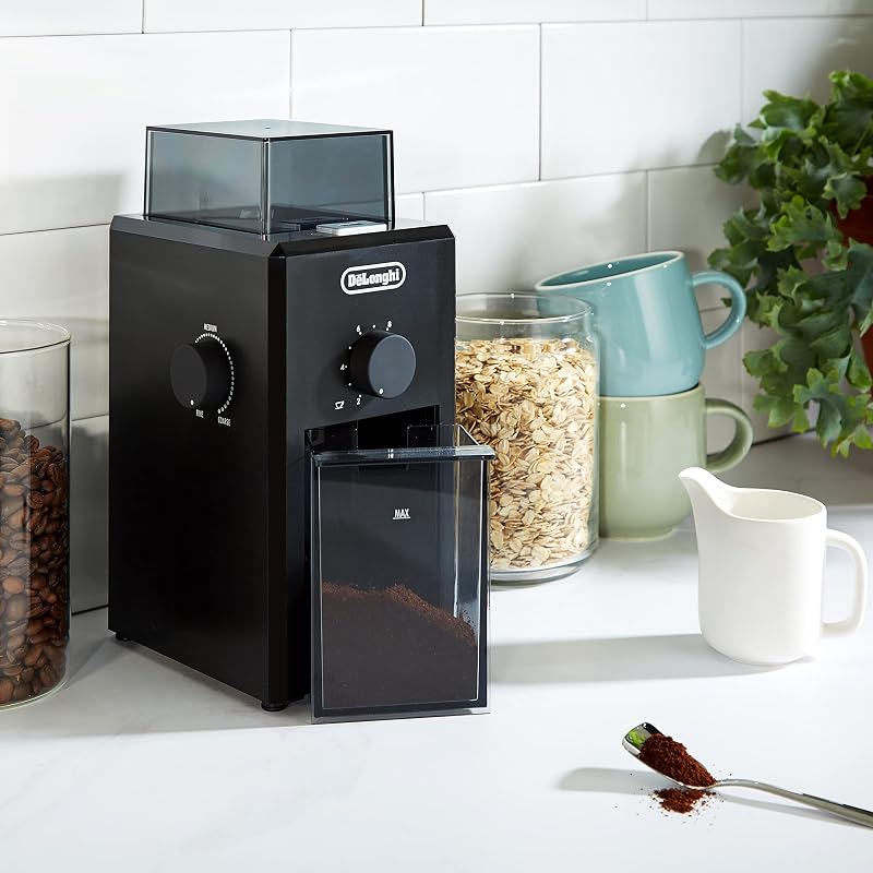 KG79 Macinacaffè elettrico, Macinacaffè professionale a Pressione con 16 Livelli di Macinatura, Pulsanti soft touch, Fino a 12 tazze, Dispositivo di sicurezza, Nero