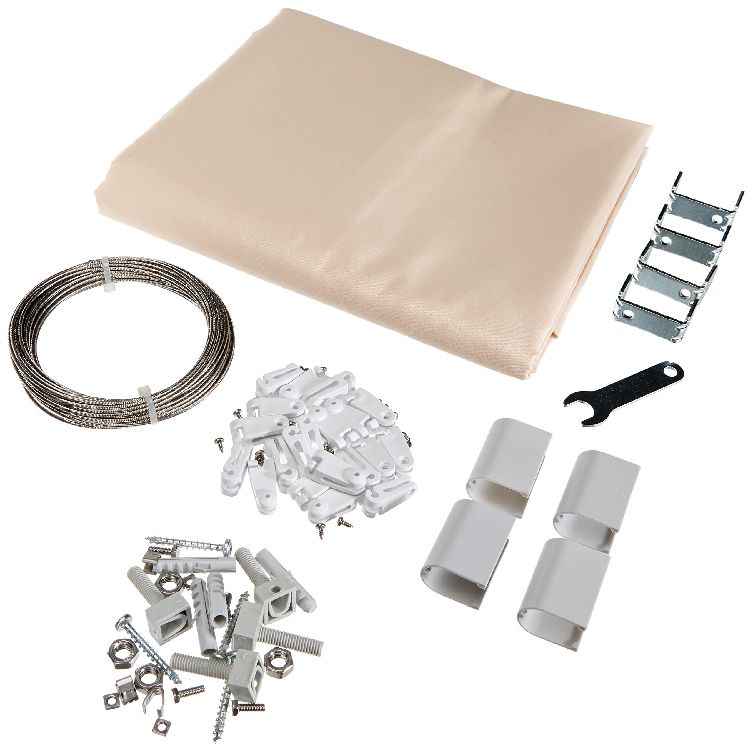 Floracord 04–77–03–18P Kit Universal Sunshade and 140 x 270 CM with 20 Laufhaken Ready for Mounting, Ivory