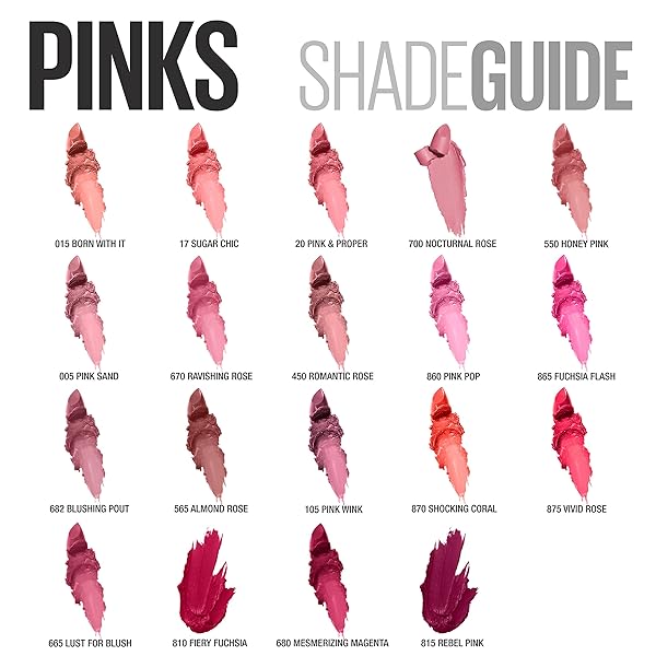 MAYBELLINE COLOR SENSATIONAL LIPSTICK, LIP MAKEUP, MATTE FINISH, HYDRATING LIPSTICK, NUDE, PINK, RED, PLUM LIP COLOR, BLUSHING POUT, 0.15 OZ; (PACKAGING MAY VARY)