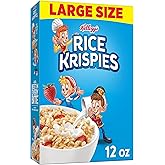 Kellogg's Rice Krispies Cold Breakfast Cereal, 8 Vitamins and Minerals, Rice Krispies Treats, Large Size, Original, 12Oz Box 