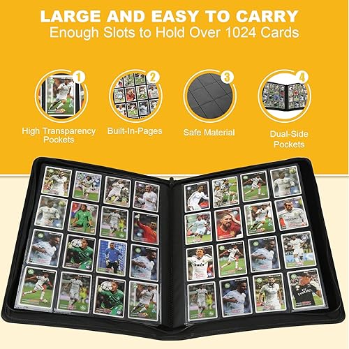 GERMUN PU Card Binder - 16 Pocket, Premium Holder Folders for 1000+ Cards,  Double Sided Pocket Album for MTG, TCG (Black) in Saudi Arabia | Whizz  Albums