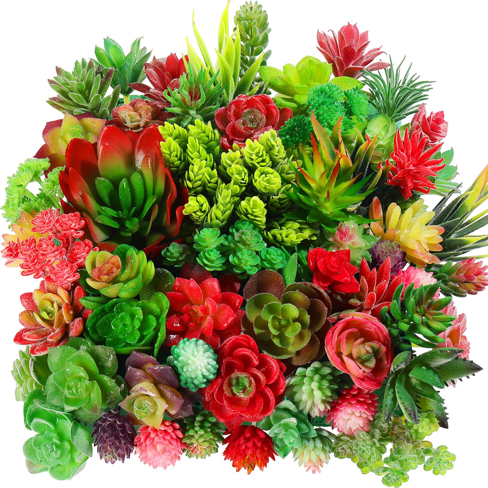 100 Pieces Bulk Artificial Succulents Plants Assorted Unpotted Realistic Plants Fake Textured Succulent Picks Realistic Plastic Cactus Stems for DIY Succulent Garden Home Landscape Decoration