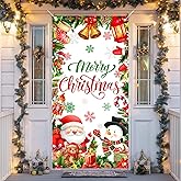 Avezano Christmas Door Cover Merry Christmas Door Banner Santa Snowman Xmas Door Decorations Winter Xmas Holiday Party Decorations