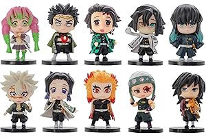 NINJAMO 10-Piece Demon Swordsman Pilars Cute Mini Figurine Cake Topers Set Ideal for Birthday Anniversary Valentines Day Decoration Desk Computer Bookshelf 2" in