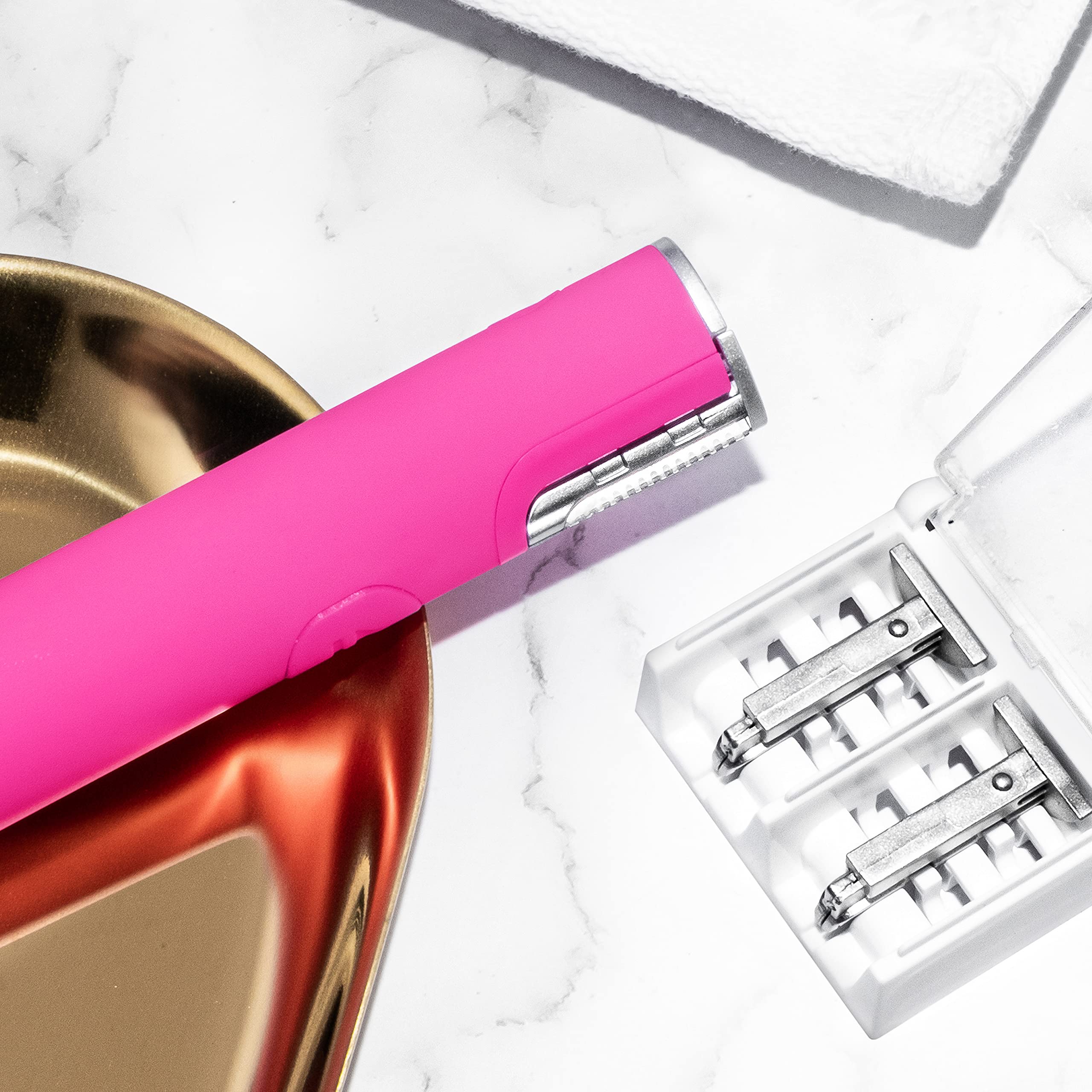 DERMAFLASH Mini Dermaplaning Tool for Precision Peach Fuzz Removal, Hot Pink