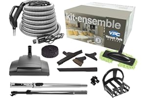 VPC Central Vacuum Accessory Kit | Wessel Werk EBK341 German Made Electric Power Nozzle | Premium Hose | Telescopic Wand with