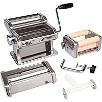 CucinaPro Pasta Maker Deluxe Set 5 Piece Machine with Spaghetti Fettucini, Angel Hair, Ravioli, Lasagnette Attachments