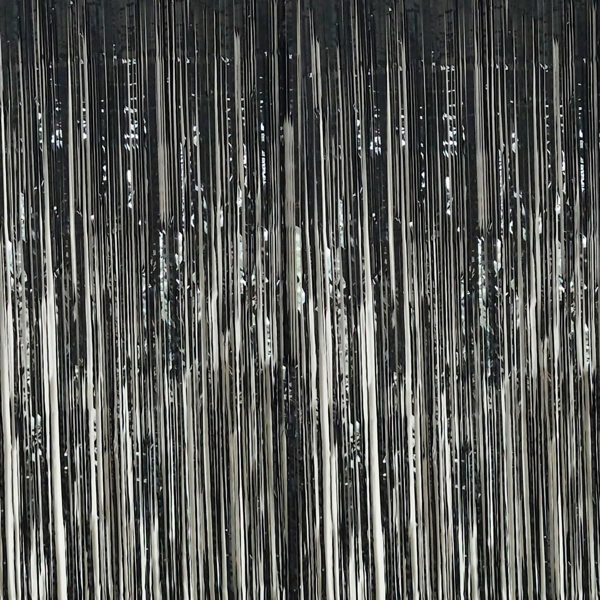 Anhoo 3.2 ft x 9.8 ft Metallic Tinsel Foil Fringe Curtains for Party Photo Backdrop Wedding Event Decoration (Black,3 pcs)