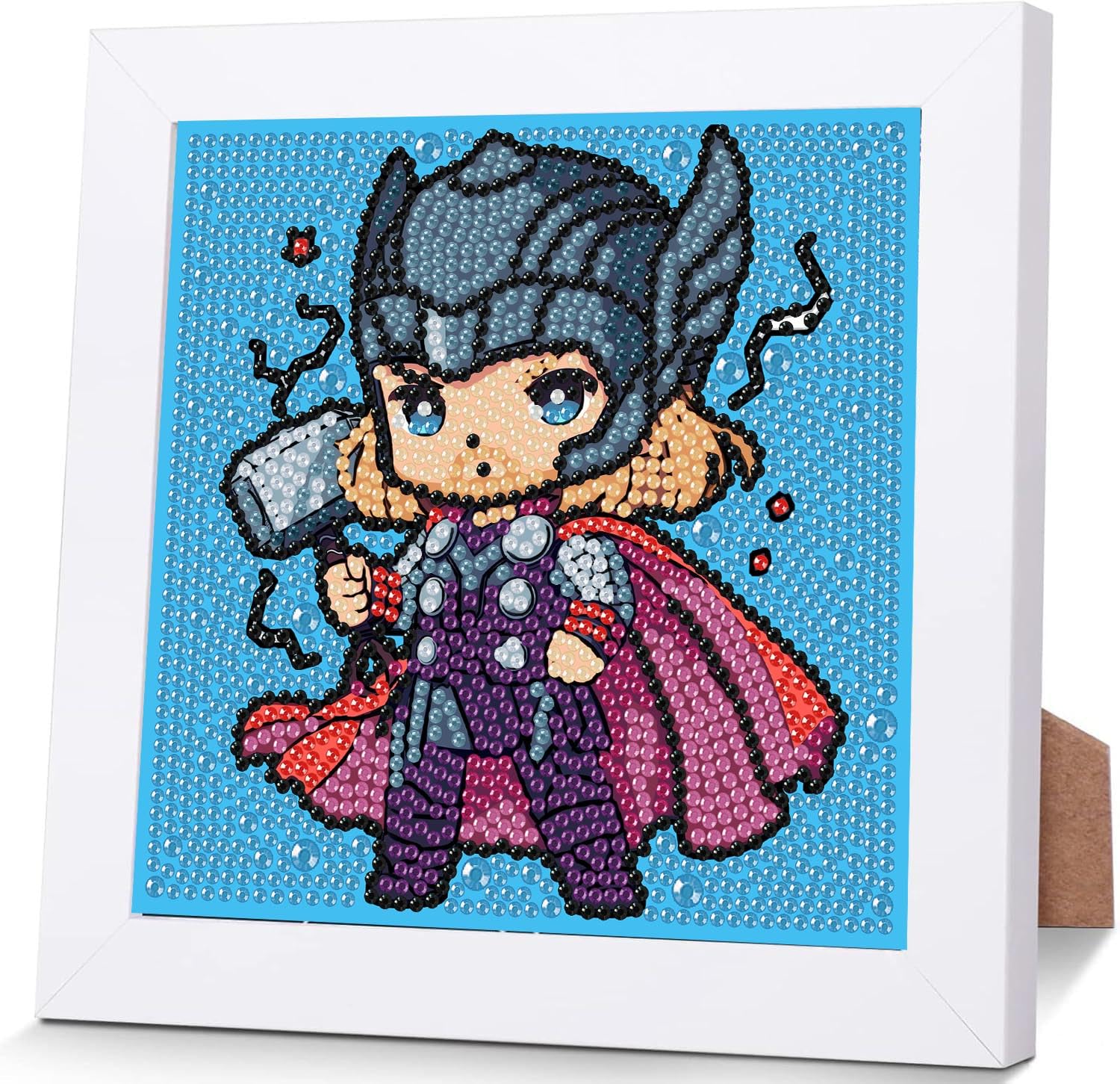 Photo 1 of **3 pieces**Cartoon Diamond Art Kits for Kids with Frame- Diamond Art Kits for Kids 9-12 Girls, Cartoon gem Painting with Frame for Home Decor Present 7x7 Inch