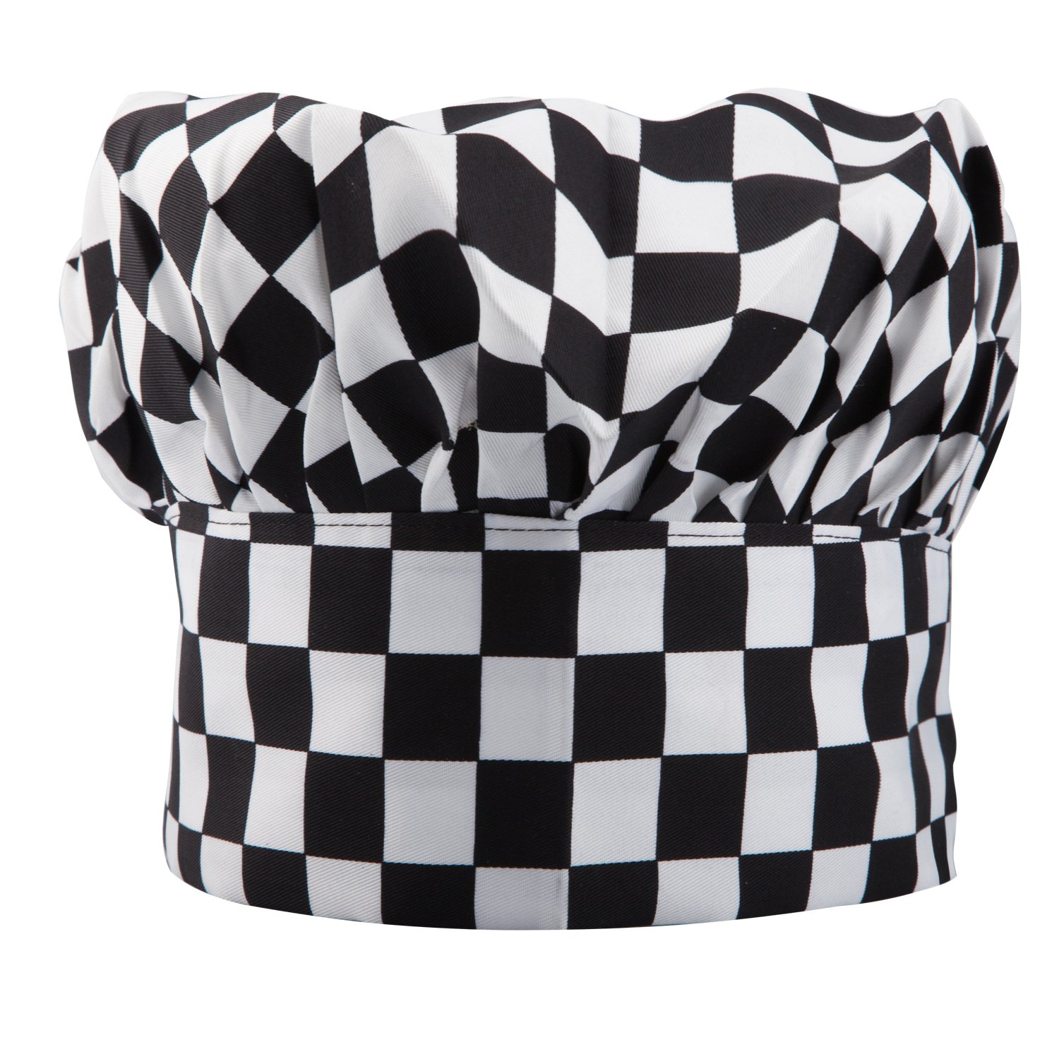 TRIXES Chef's Hat - Chequered Black and White - Professional Unisex Check Kitchen Accessory- for Cooking & Baking in The Kitchen or Great Fancy Dress Piece - Hats for a Baker/Chef Uniform