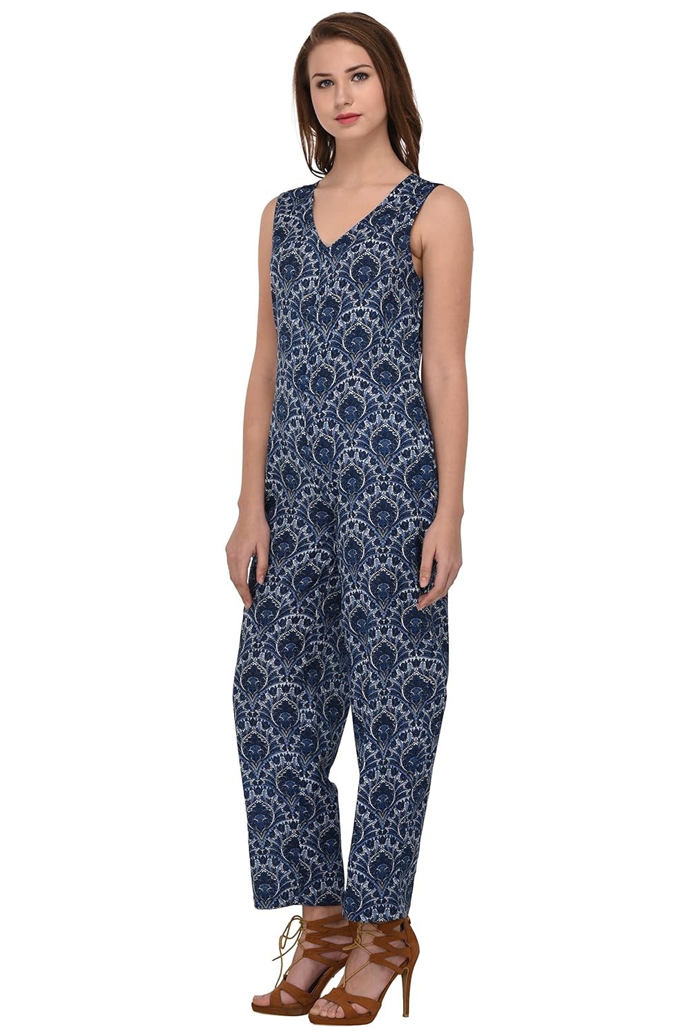 amirah's women casual v neck pockets sleeveless drawstring romper jumpsuits