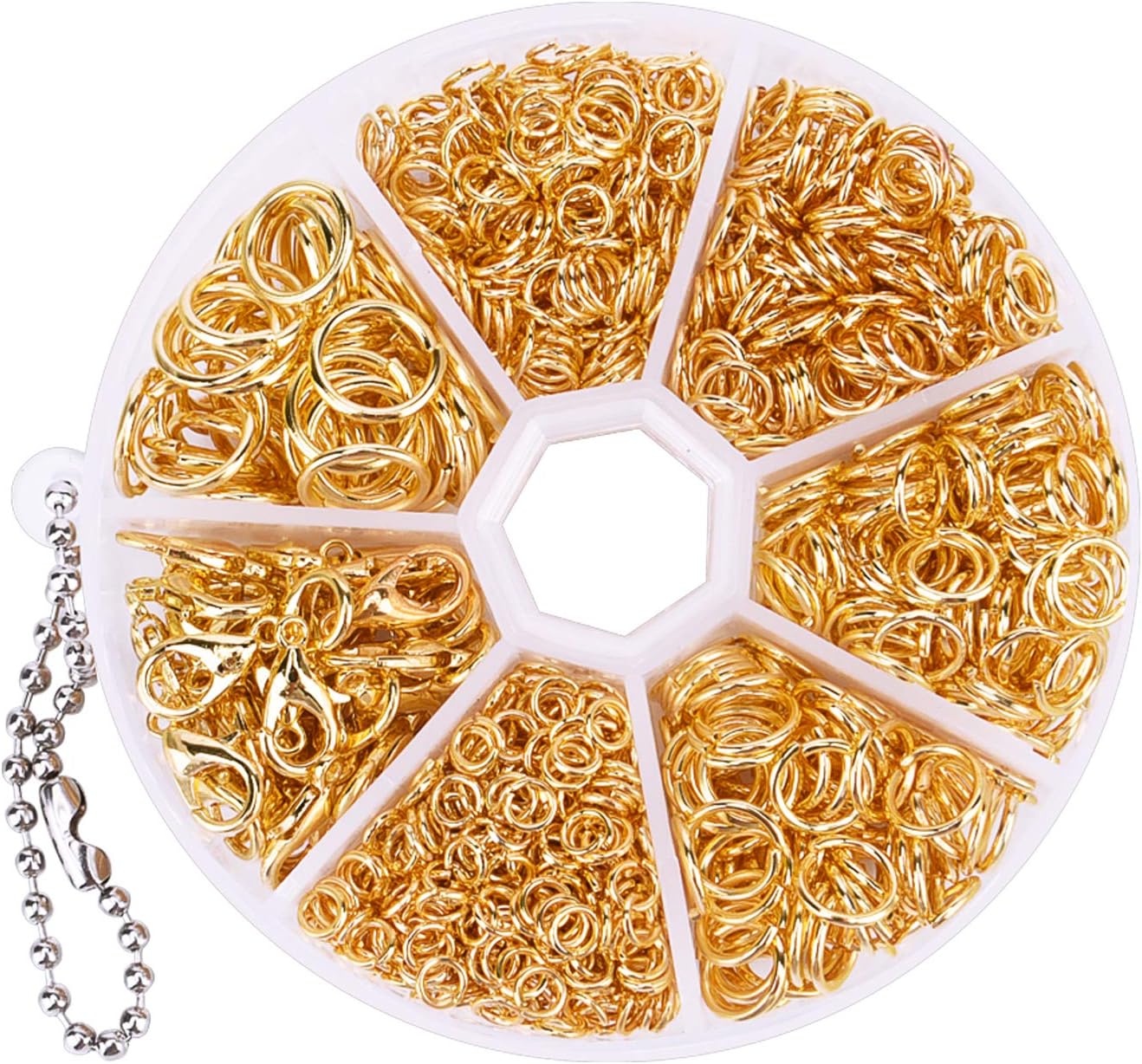 Livder 1210 Pieces Jump Rings with Lobster Clasps for Jewelry Making Finding and Necklace Earring Repair (Golden)