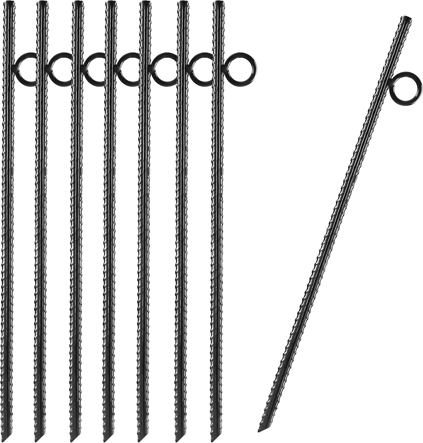 VASGOR 16” Ground Rebar Stakes (8pcs), Heavy Duty Hook