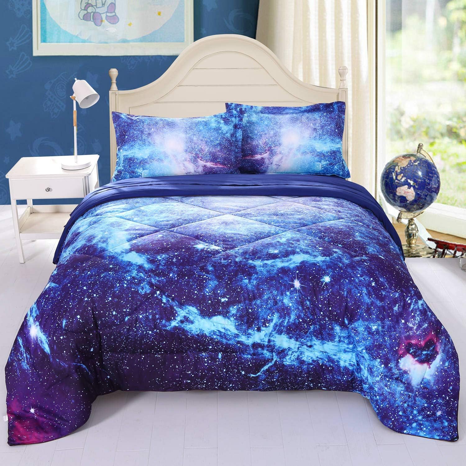 Bedding Sets Wowelife Galaxy Toddler Bedding Set Purple 4 Piece Blue Toddler Bed Sets For Kids Blue Galaxy Baby