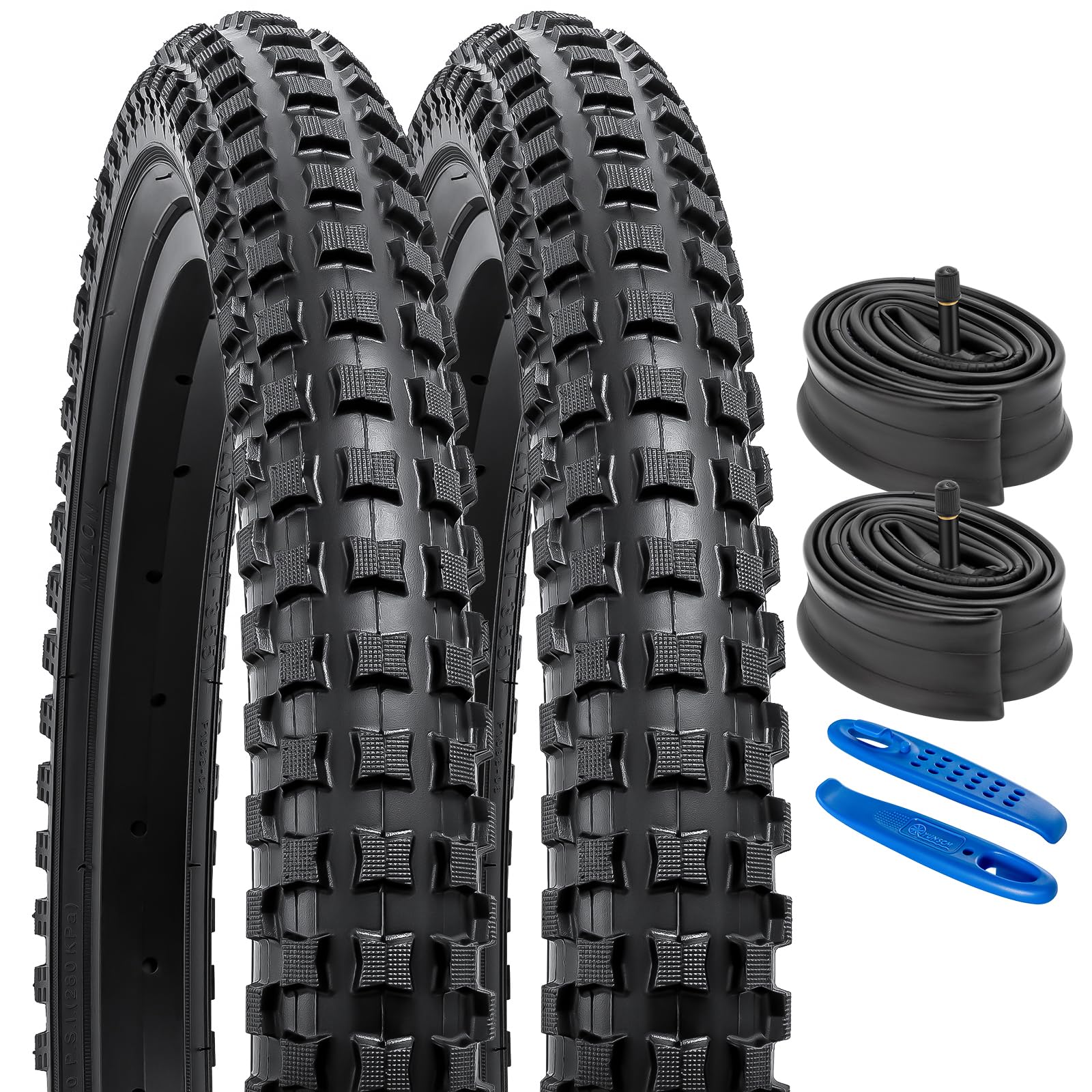 Photo 1 of YUNSCM 2-PCS 20" Bike Tires 20x2.25/58-406 and 20" Bike Tubes Schrader Valve Compatible with Mountain Bike 20x2.20 20 x 2.25 20x2.30 Bicycle Tires and Tubes (Y-680)