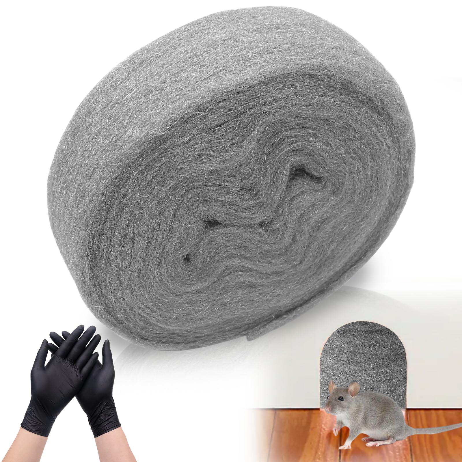 Kujinova Wire Wool, Steel Wool, Steel Wool Mice Blocker (6M), 0000 steel wool, rodent repellent steel wire wool for holes, cracks in walls, rodent-proofing devices for homes, garages and gardens