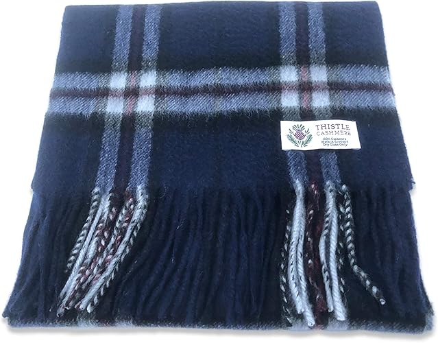 Pure Cashmere Scarf by Thistle Made in Scotland (Navy) Amazon.co.uk