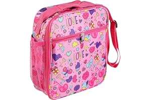 FEVBCNRJ Lunch Box Bag Compatible with Omie, Insulated Lunch Tote Bag, Reusable and Lightweight with Water Bottle Holder and Mesh Pocket, Adjustable Shoulder Strap, Washable Lunchbox (Pink)